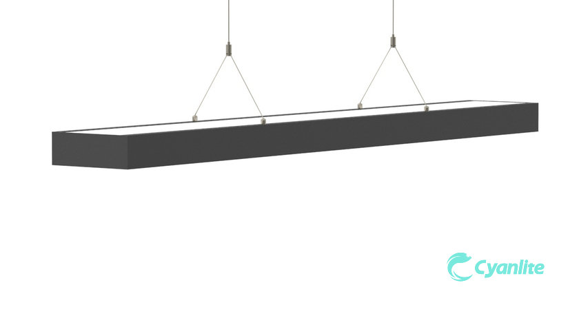 Cyanlite black frame PENDA suspended luminaire direct and indirect light